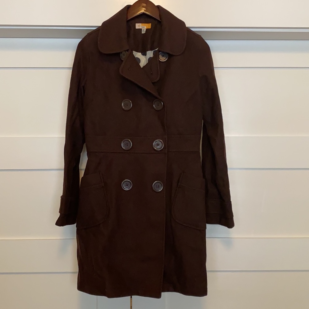 Wool Pea Coat with Polka Dog Lining - Picture 1 of 10